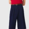 Bermudas em mistura de linho