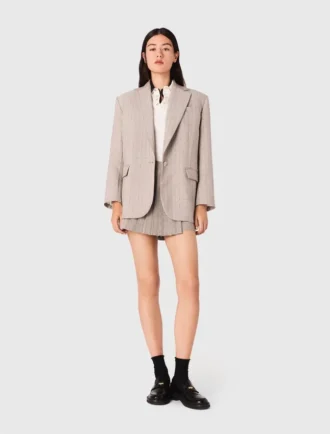 Blazer de fato às riscas com strass