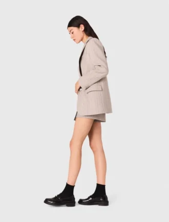 Blazer de fato às riscas com strass