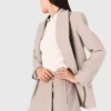 Blazer de fato às riscas com strass