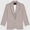 Blazer de fato às riscas com strass