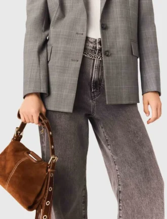 Bolsa Miss M Mini em camurça com pespontos