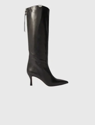 Botas de couro de bico fino