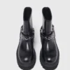 Botas de motoqueiro em pele