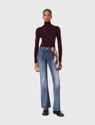 Calças de ganga bootcut com bolsos com fecho