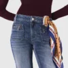 Calças de ganga bootcut com bolsos com fecho