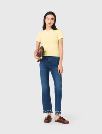Calças de ganga bootcut com contas