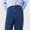 Calças de ganga largas com strass