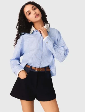 Camisa com gola removível com joias
