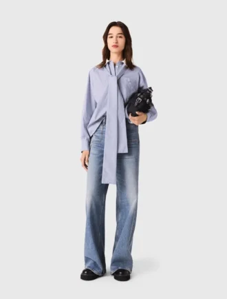 Camisa com laço às riscas