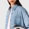 Camisa curta de ganga com strass