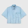Camisa de ganga curta com strass