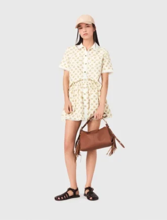 Camisa estampada com acabamento em croquet