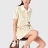 Camisa estampada com acabamento em croquet