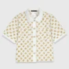 Camisa estampada com acabamento em croquet