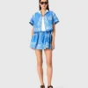 Camisa estampada com gola contrastante