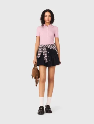 Camisola com gola polo canelada