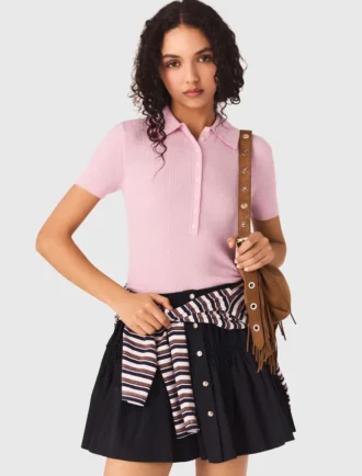 Camisola com gola polo canelada