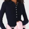 Camisola com gola polo canelada
