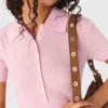 Camisola com gola polo canelada