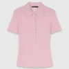 Camisola com gola polo canelada