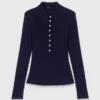 Camisola com gola polo canelada