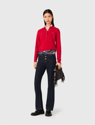 Camisola com gola polo e bordado