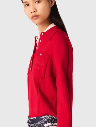 Camisola com gola polo e bordado