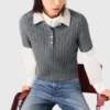 Camisola com gola removível com contas