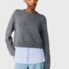 Camisola com gola removível e camada