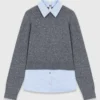 Camisola com gola removível e camada
