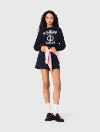 Camisola com slogan e gola redonda