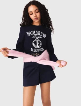 Camisola com slogan e gola redonda
