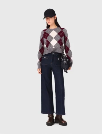 Camisola curta com padrão argyle
