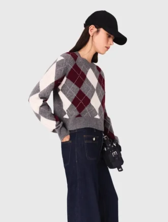Camisola curta com padrão argyle