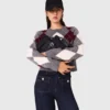 Camisola curta com padrão argyle
