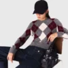 Camisola curta com padrão argyle