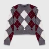 Camisola curta com padrão argyle