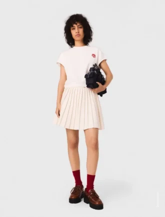 Camisola curta de malha polar bordada