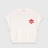 Camisola curta de malha polar bordada