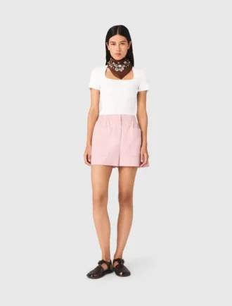 Camisola de gola quadrada com canelado