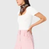 Camisola de gola quadrada com canelado