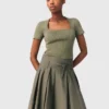 Camisola de gola quadrada com canelado