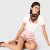 Camisola de gola quadrada com canelado