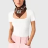 Camisola de gola quadrada com canelado