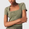 Camisola de gola quadrada com canelado