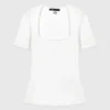 Camisola de gola quadrada com canelado