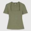 Camisola de gola quadrada com canelado