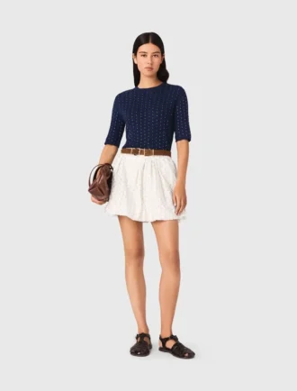 Camisola de gola redonda com strass