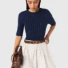Camisola de gola redonda com strass